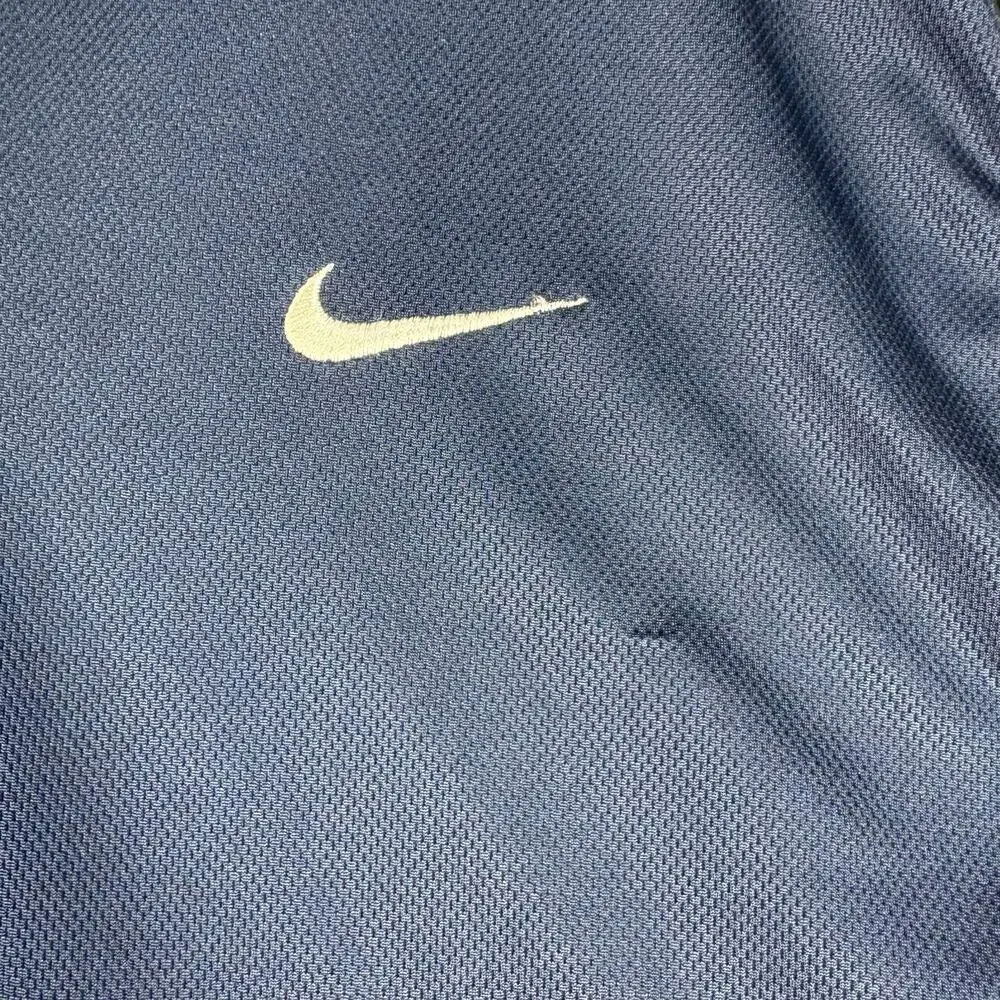 Nike Y2K‎ Colorblock Polo Shirt Mens L Navy Blue Yellow Swoosh Athletic Vintage